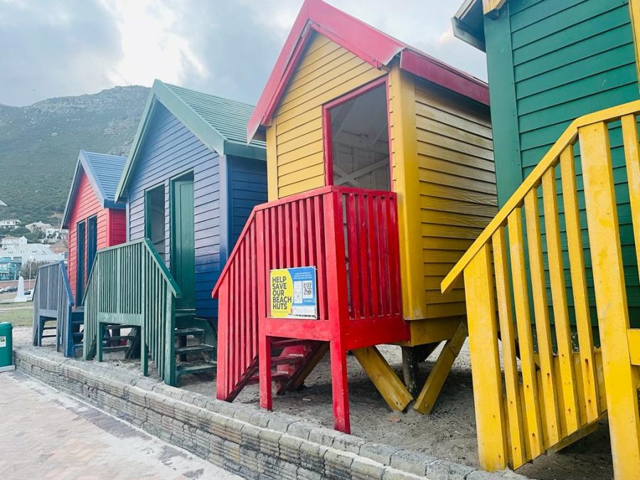 Colourful Muizenberg huts on stilts