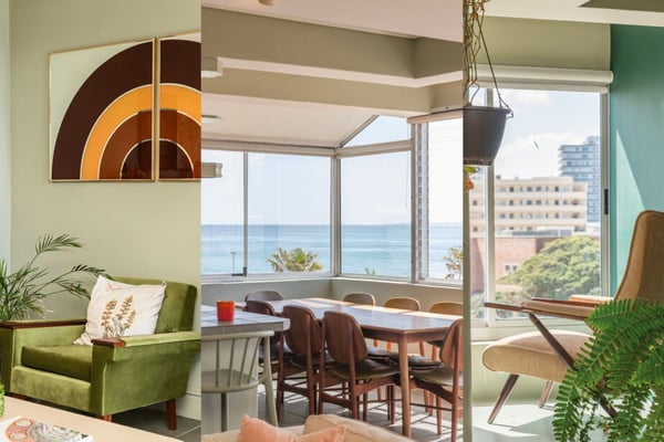 Corner apartment in Sea Point with lovely ocean views set back one block from Beach Road