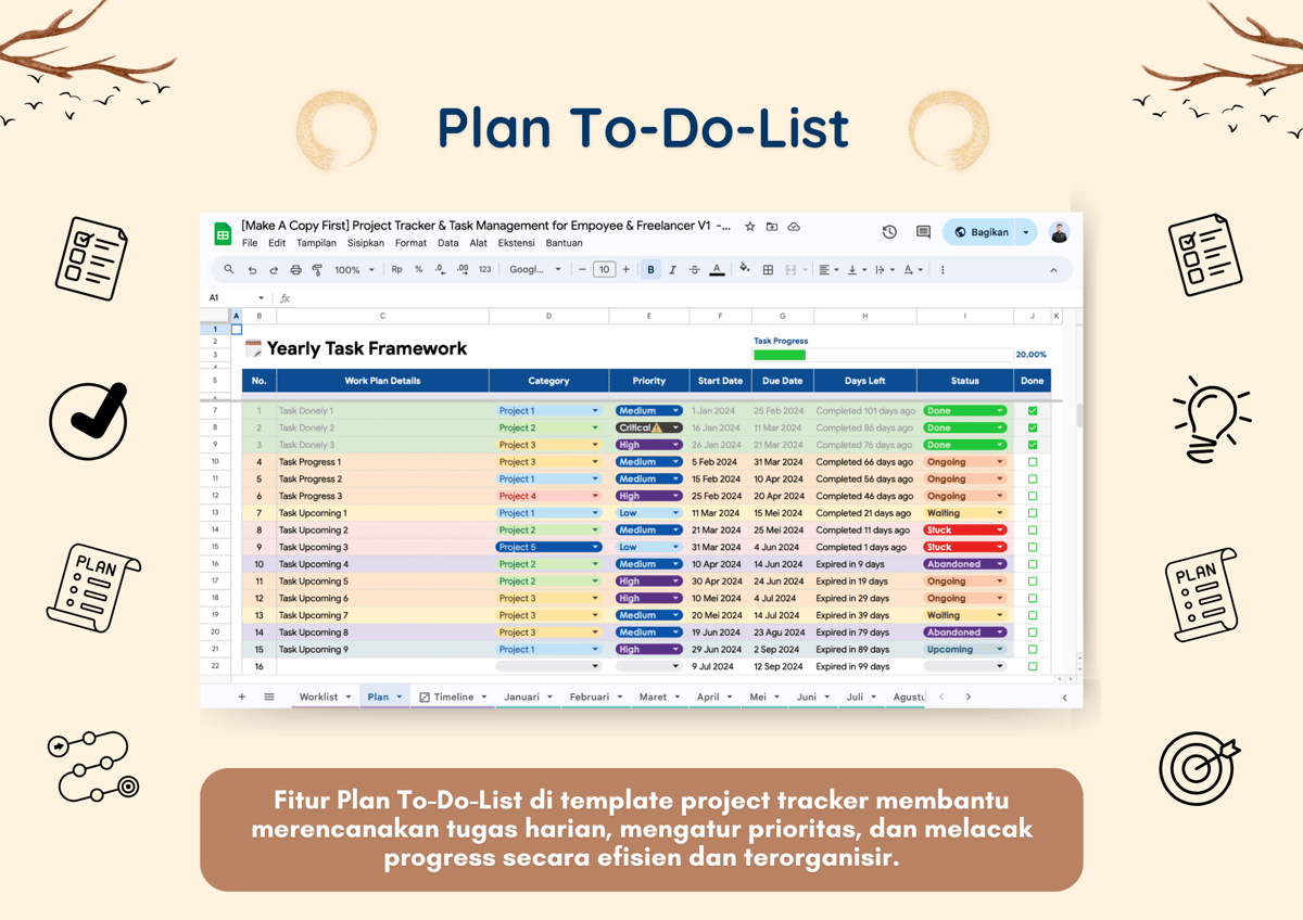 Image for Project Tracker & Office Management Template #CuanDariFreelance