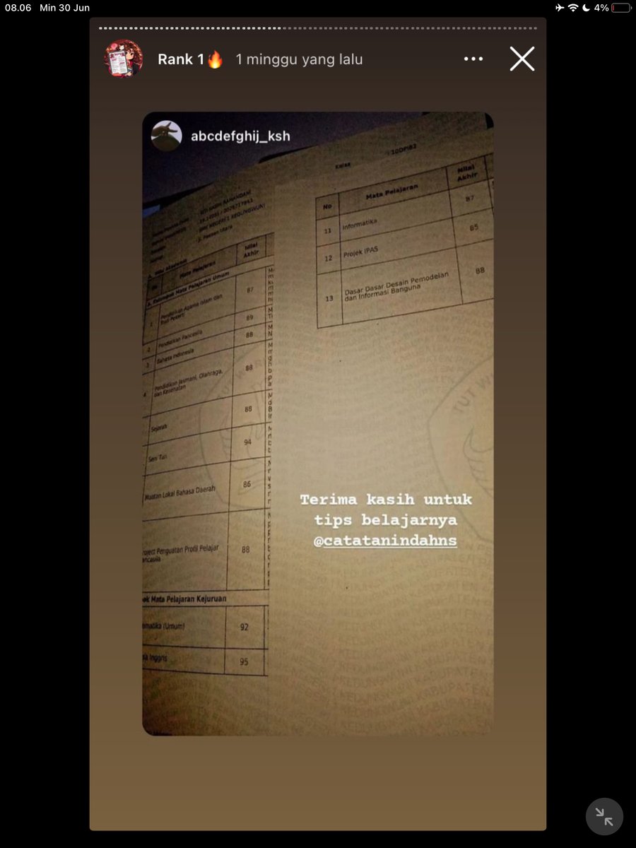 Image for FOTO KORBAN KECANDUAN BELAJAR PAKE "CATATAN INDAH" (GESER GAMBAR/CEK HIGHLIGHT IG CATATANINDAHNS BAGIAN "RANK 1"