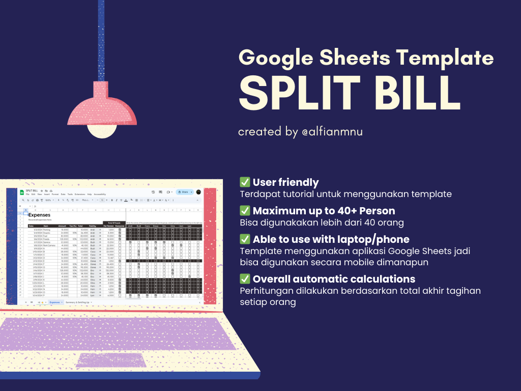image for Split Bill up to 40 people  - Google Sheets Template button