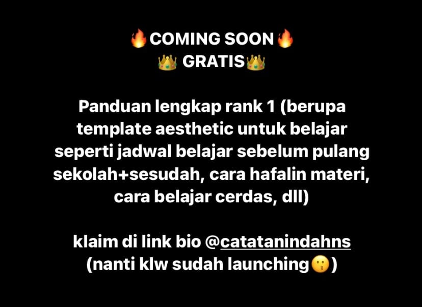 Image for COMING SOON 🔥 GRATIS🔥 PANDUAN LENGKAP RANK 1