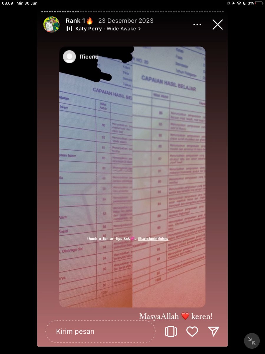 Image for FOTO KORBAN KECANDUAN BELAJAR PAKE "CATATAN INDAH" (GESER GAMBAR/CEK HIGHLIGHT IG CATATANINDAHNS BAGIAN "RANK 1"
