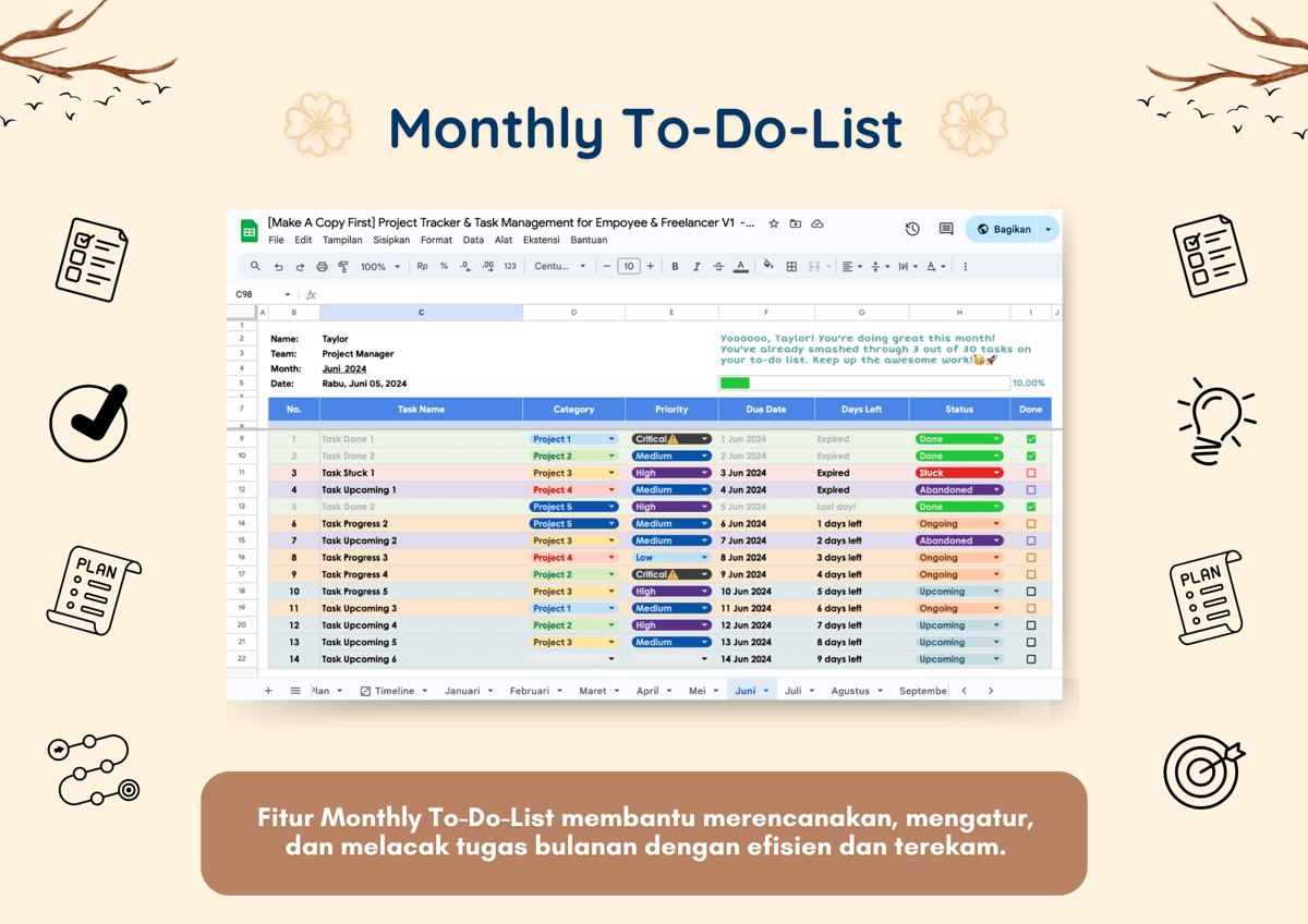 Image for Project Tracker & Office Management Template #CuanDariFreelance