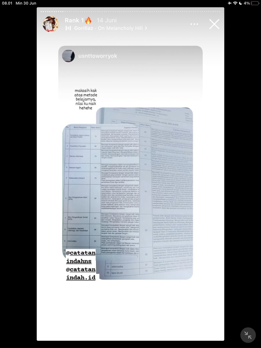 Image for FOTO KORBAN KECANDUAN BELAJAR PAKE "CATATAN INDAH" (GESER GAMBAR/CEK HIGHLIGHT IG CATATANINDAHNS BAGIAN "RANK 1"