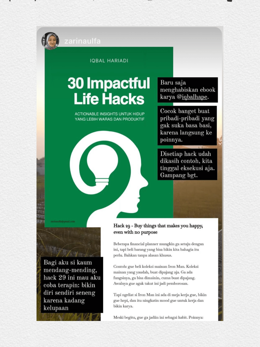 Highlight image 5 for 30 Impactful Life Hacks - Iqbal Hariadi (Ebook)