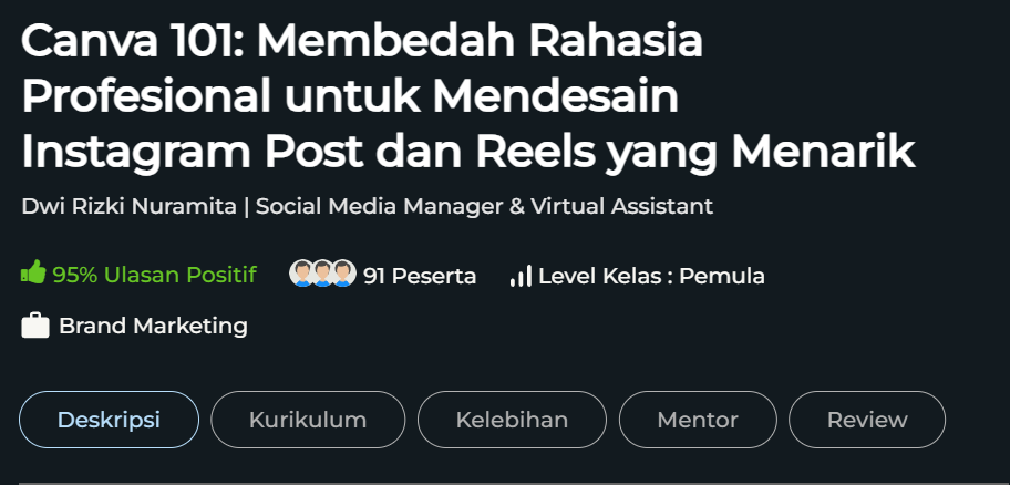 Image 0 for Testimoni peserta course dari platform lain