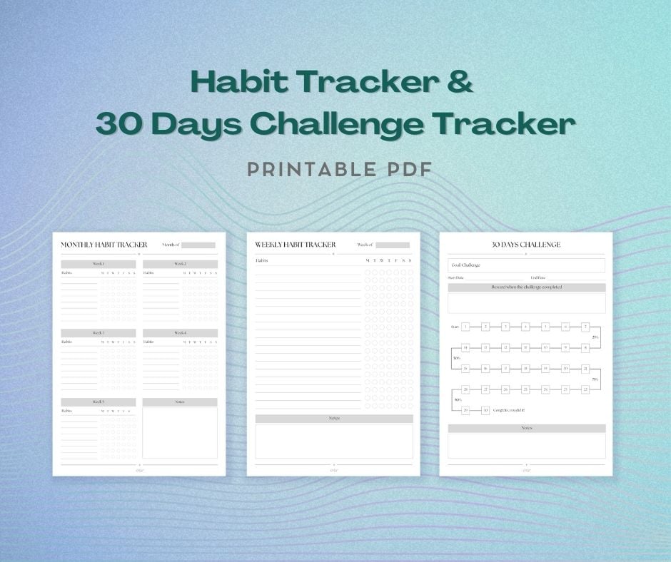 image for Habit Tracker & 30 Days Challenge Tracker (3 templates) button