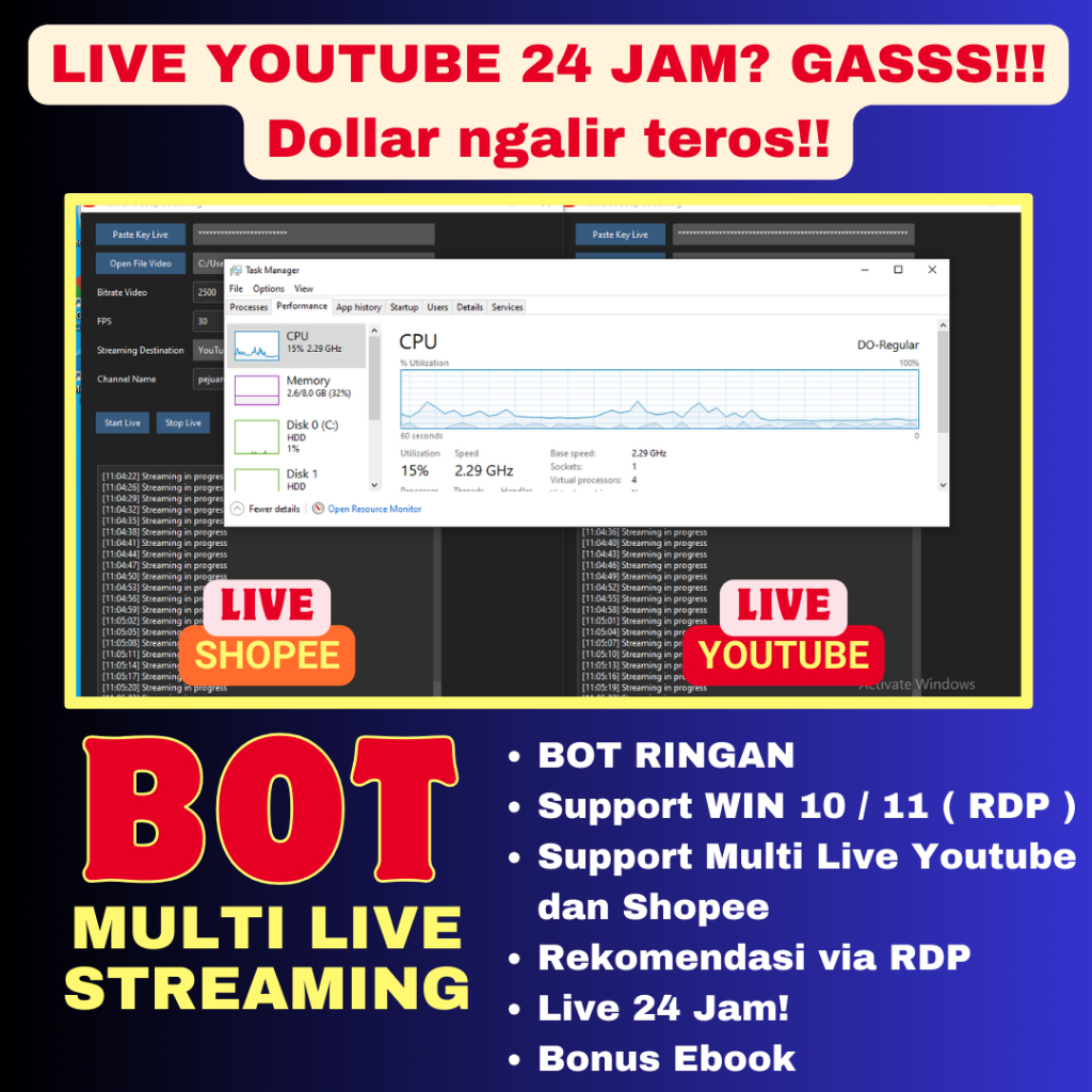 image for Aplikasi Multi Live Streaming Bot live streaming Youtube live button