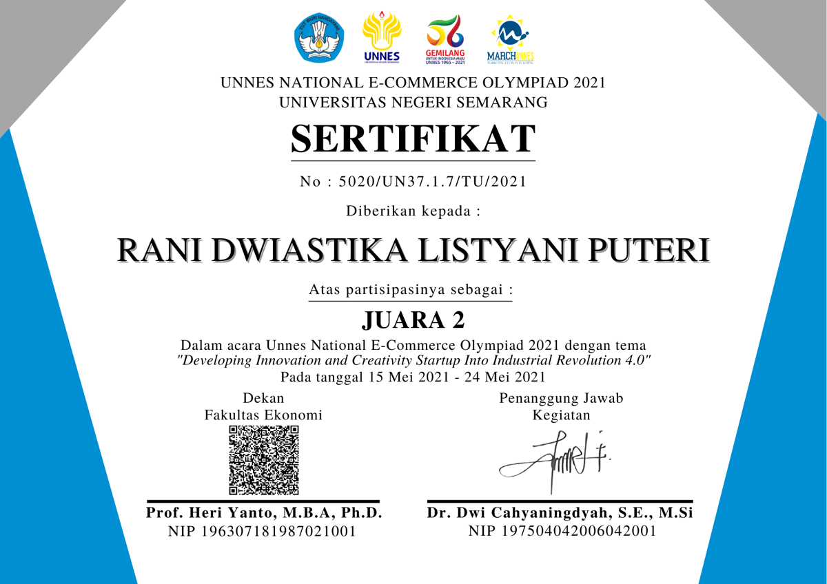 image for Juara 2 Unnes National E-Commerce Olympiad 2021 button