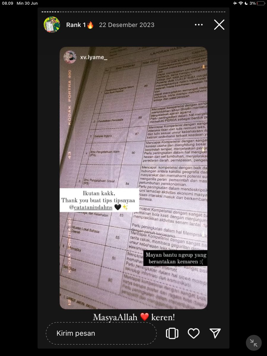 Image for FOTO KORBAN KECANDUAN BELAJAR PAKE "CATATAN INDAH" (GESER GAMBAR/CEK HIGHLIGHT IG CATATANINDAHNS BAGIAN "RANK 1"