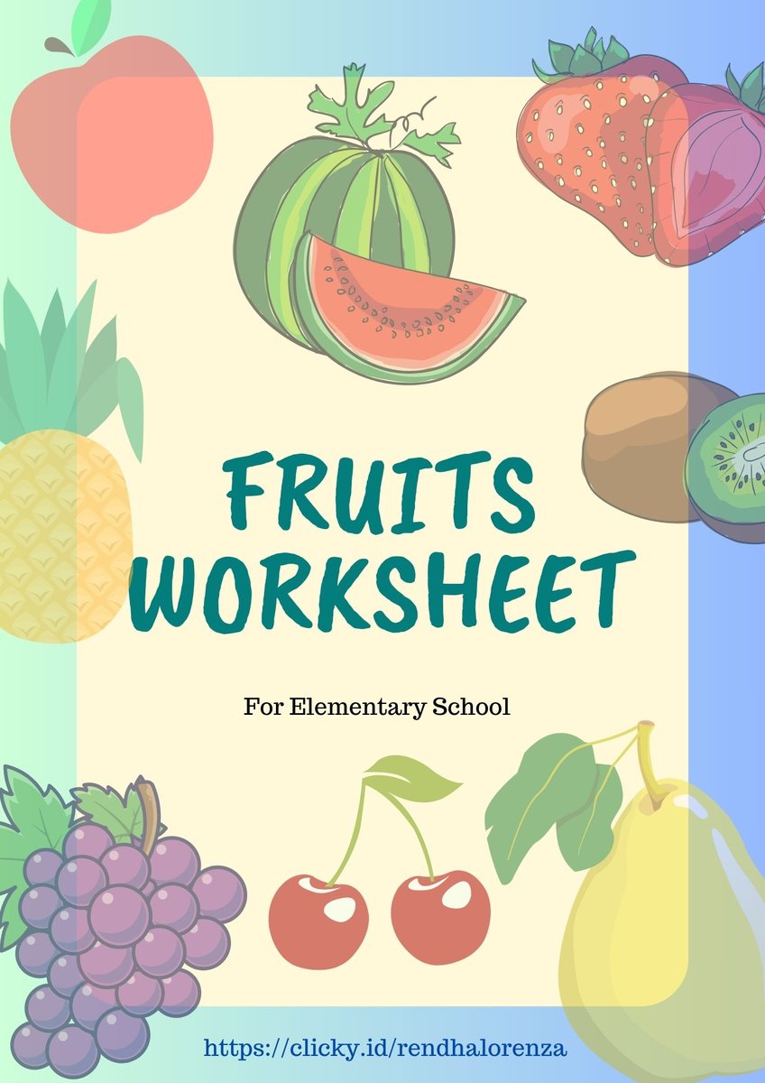 image for FRUITS WORKSHEET for Elementary button