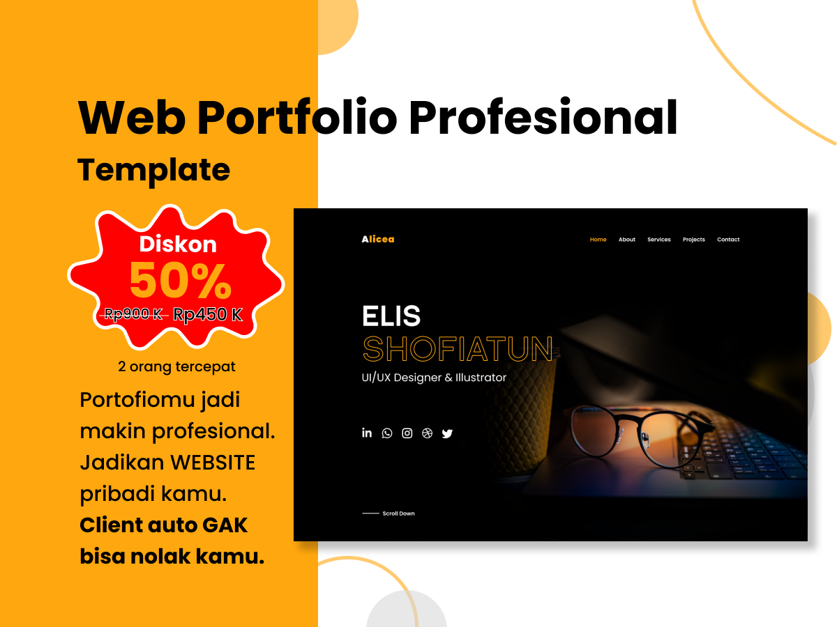image for [DISKON PREMIUM] Portofolio jadiin Website button