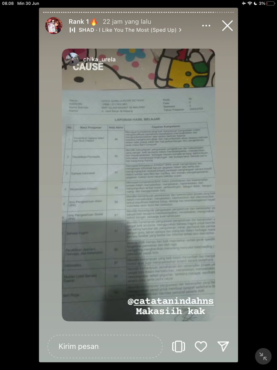 Image for FOTO KORBAN KECANDUAN BELAJAR PAKE "CATATAN INDAH" (GESER GAMBAR/CEK HIGHLIGHT IG CATATANINDAHNS BAGIAN "RANK 1"
