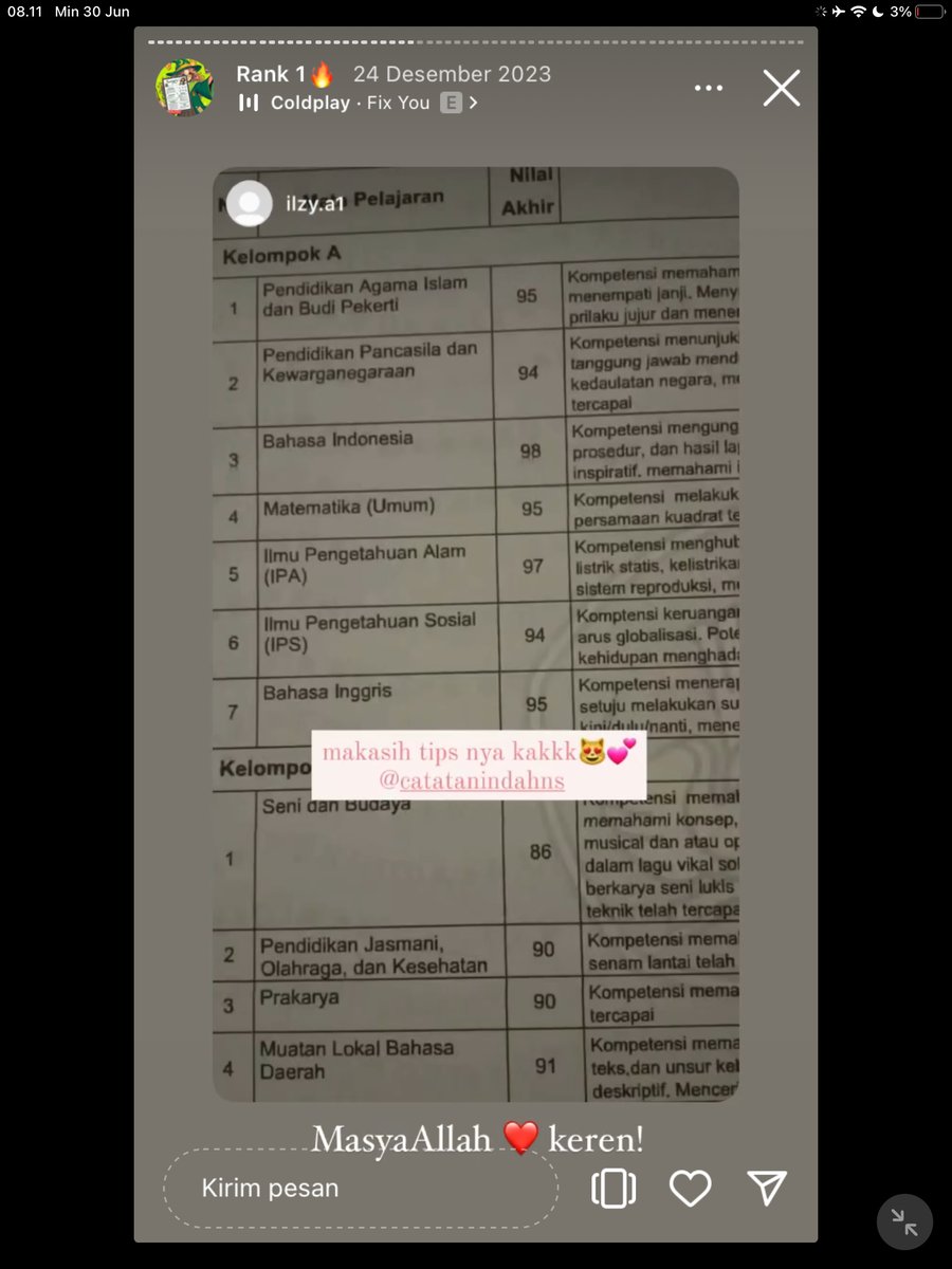 Image for FOTO KORBAN KECANDUAN BELAJAR PAKE "CATATAN INDAH" (GESER GAMBAR/CEK HIGHLIGHT IG CATATANINDAHNS BAGIAN "RANK 1"