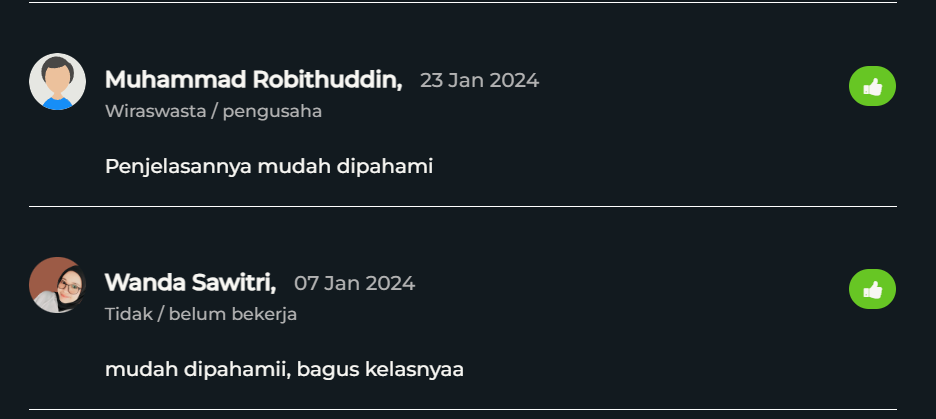 Image 0 for Testimonial dari peserta di platform lain