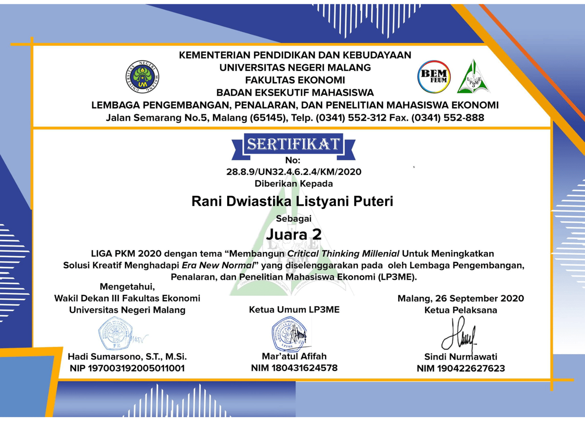 image for Juara 2 LIGA PKM 2020 LP3ME FEB UM button