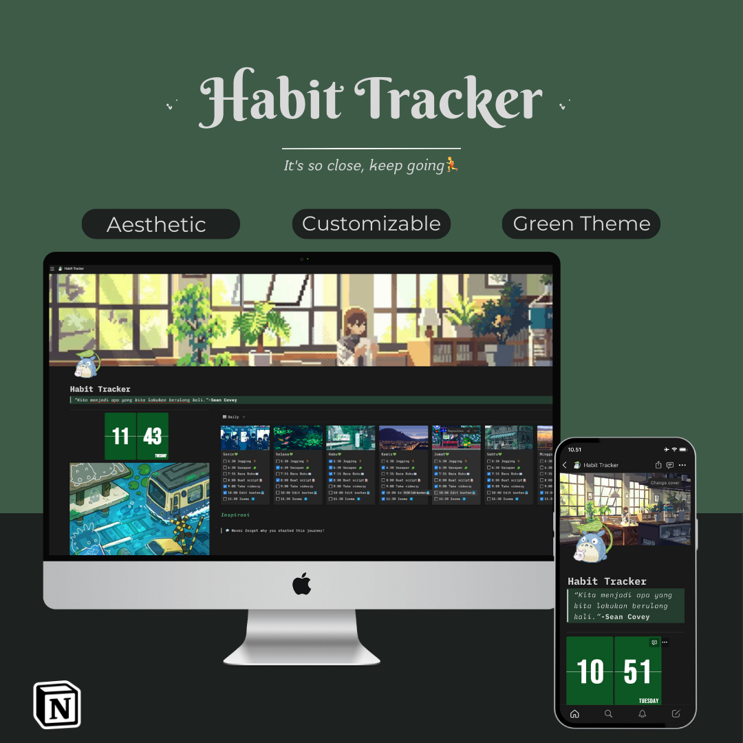 image for Notion Template | Habit Tracker 2024💚 button