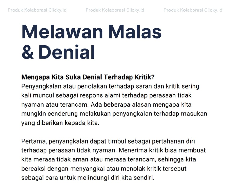 CONTOH ISI CARA MELAWAN MALAS & DENIAL