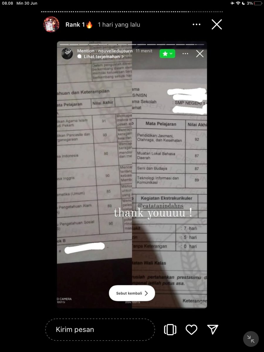 Image for FOTO KORBAN KECANDUAN BELAJAR PAKE "CATATAN INDAH" (GESER GAMBAR/CEK HIGHLIGHT IG CATATANINDAHNS BAGIAN "RANK 1"