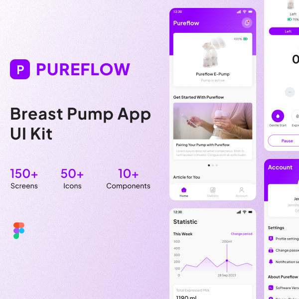 image for FREE UI KIT! Pureflow Breast Pump App UI Kit button