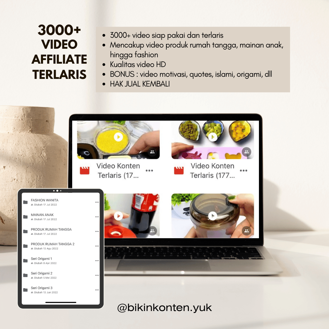image for 3000+ VIDEO AFFILIATE PRODUK TERLARIS (Hak Jual Kembali - Keuntungan 100%) button