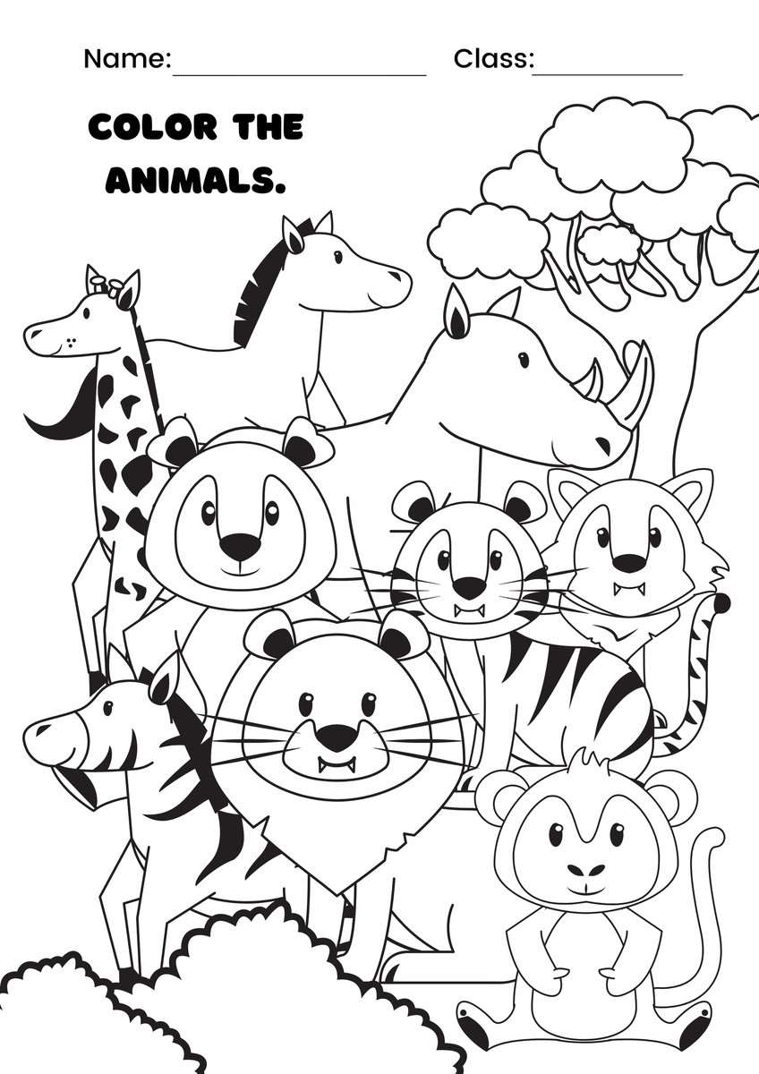image for [GET] 15 Printable Coloring Page Animals button