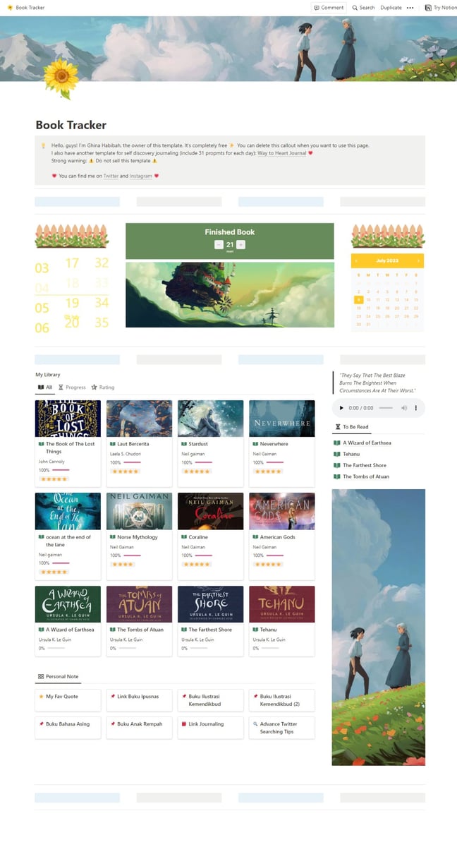 image for ✨ FREE NOTION TEMPLATE: Book Tracker ✨ button