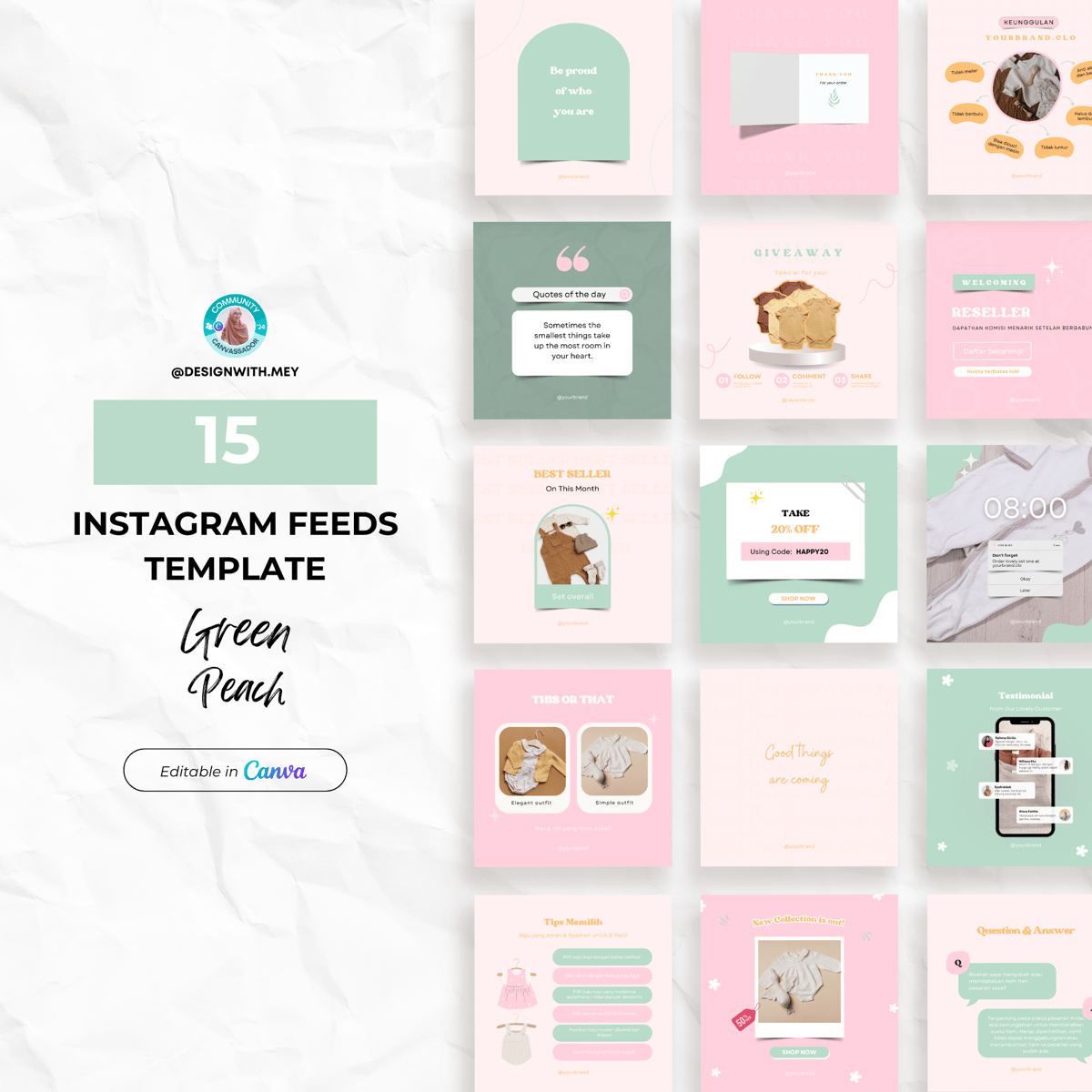image for [Template] Instagram Feeds Green Peach Aesthetic Minimalist button