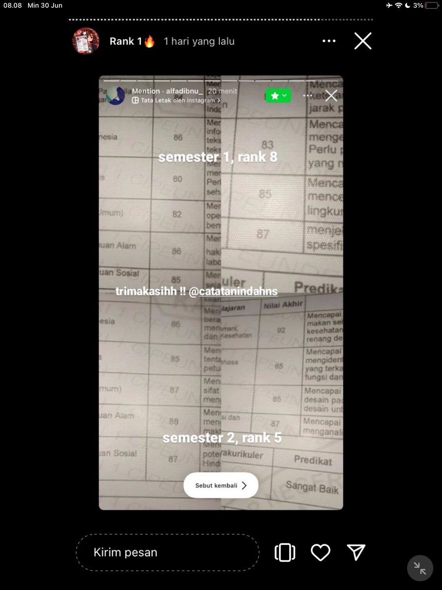 Image for FOTO KORBAN KECANDUAN BELAJAR PAKE "CATATAN INDAH" (GESER GAMBAR/CEK HIGHLIGHT IG CATATANINDAHNS BAGIAN "RANK 1"