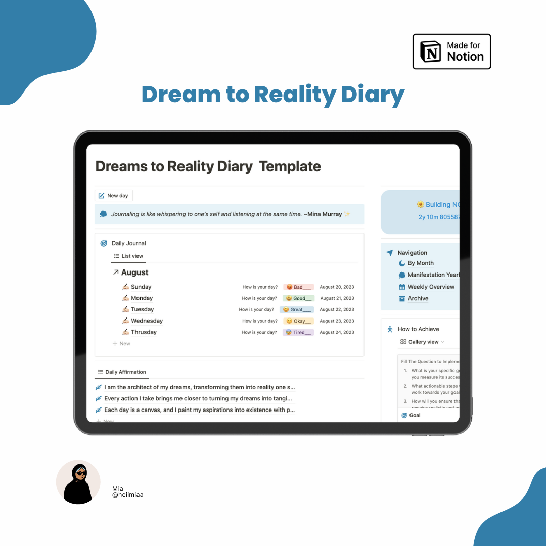 image for Dream to Reality Diary button
