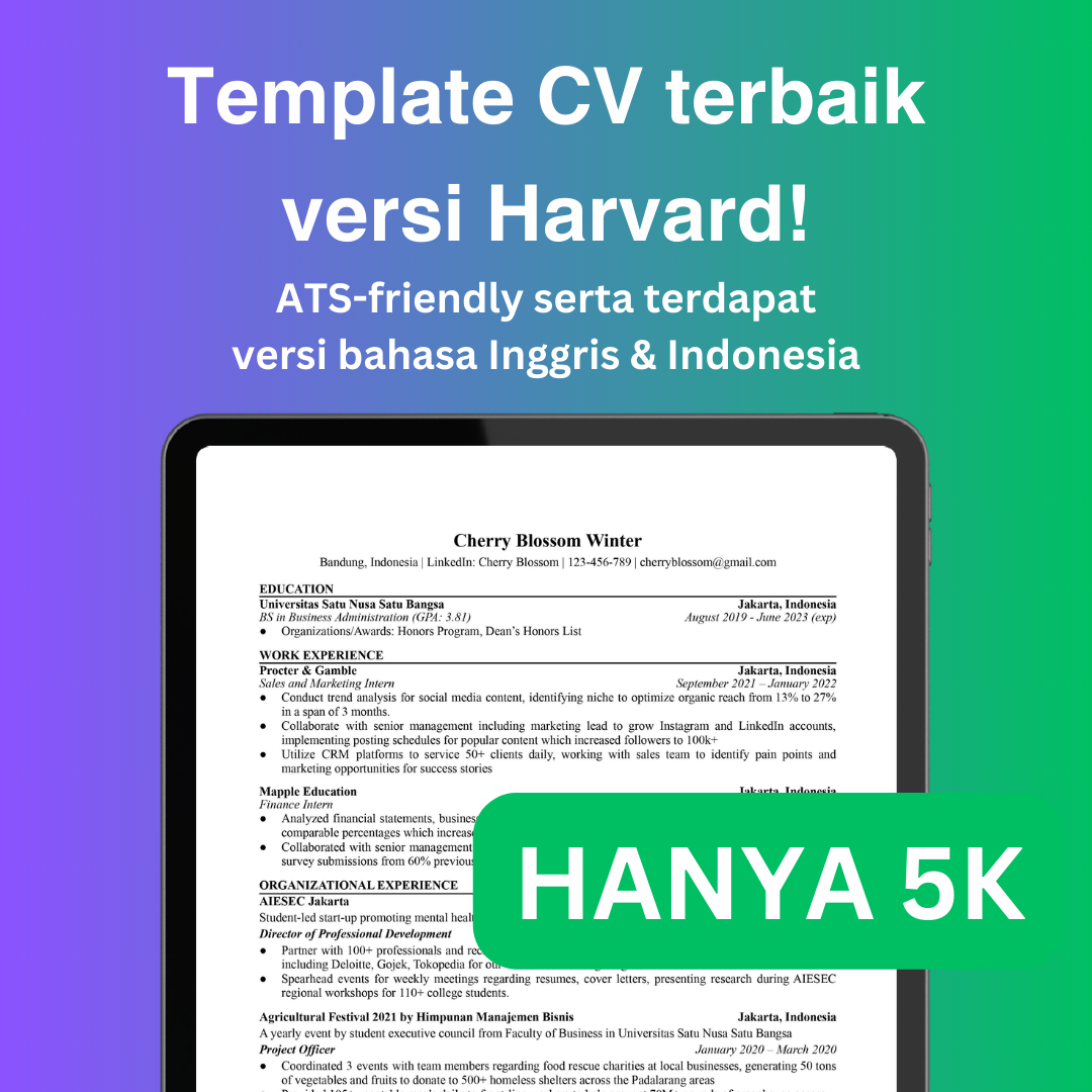image for CV Template versi Harvard button