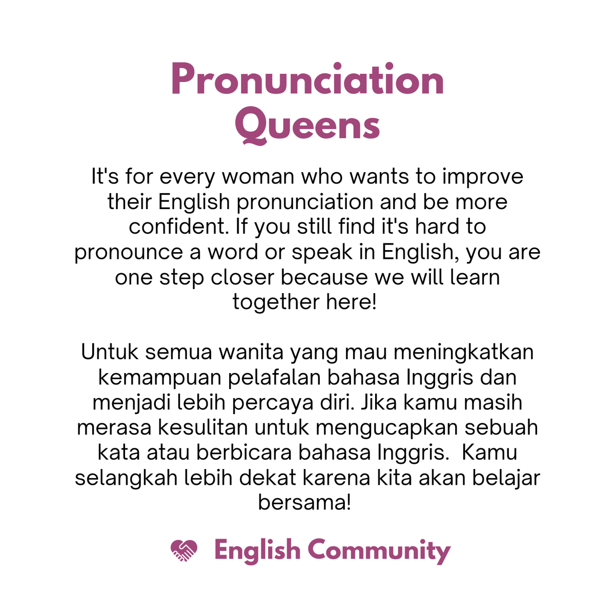 Image for JOIN PRONUNCIATION QUEENS (English Community)