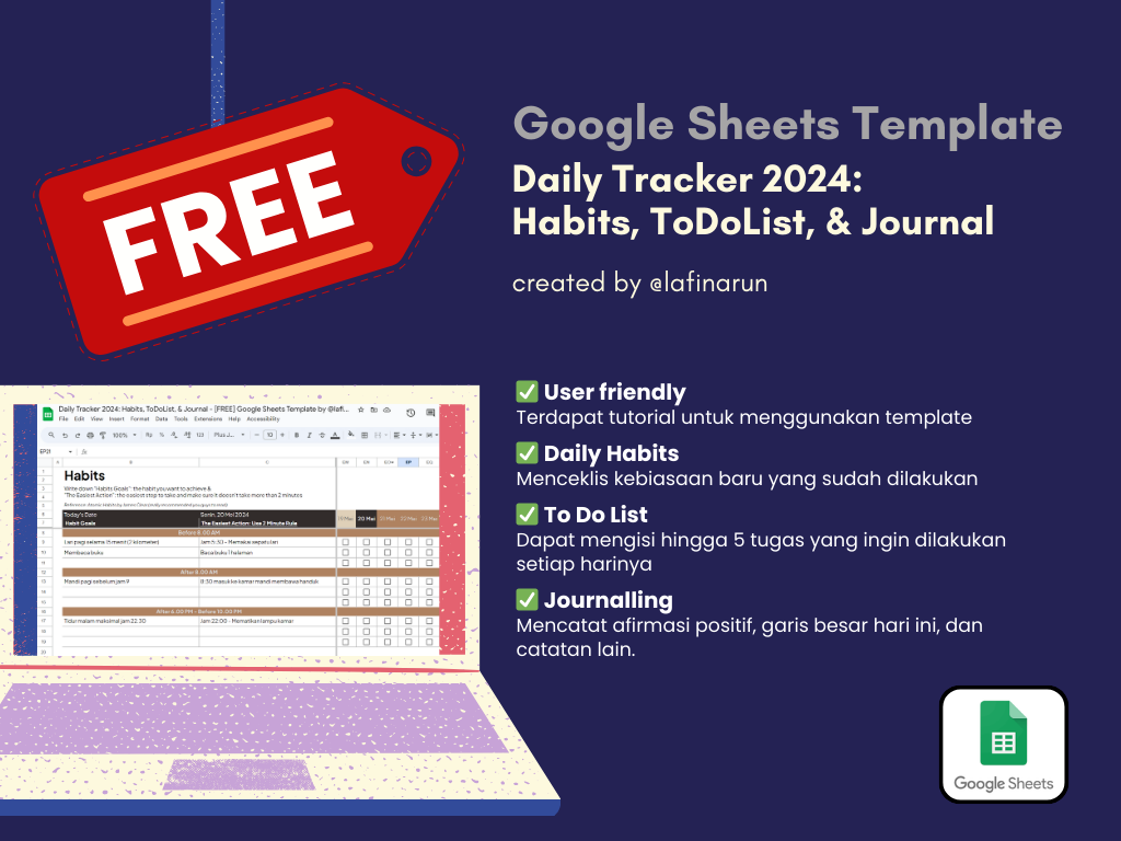 image for Daily Tracker 2024 - Google Sheets Template button