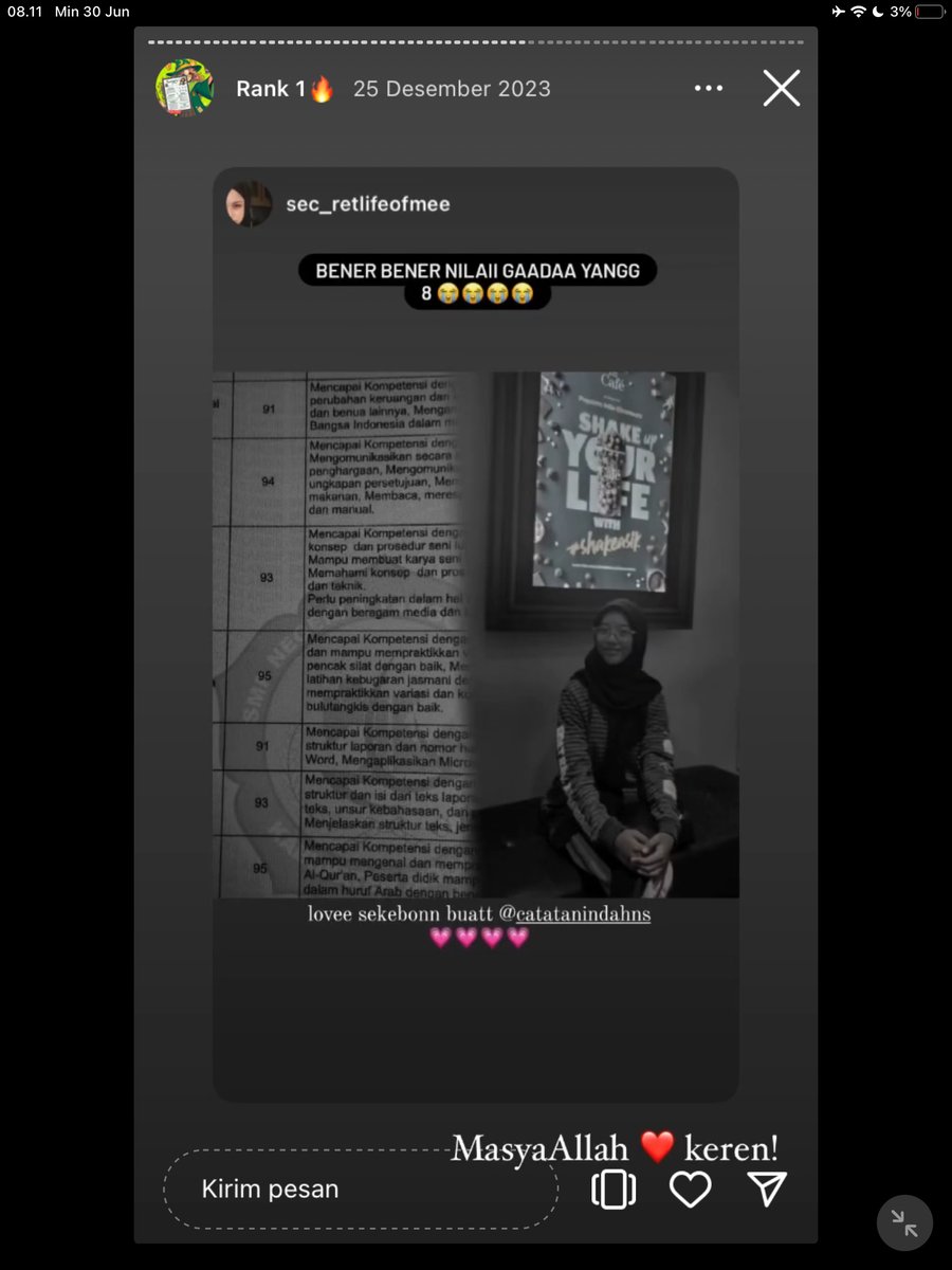 Image for FOTO KORBAN KECANDUAN BELAJAR PAKE "CATATAN INDAH" (GESER GAMBAR/CEK HIGHLIGHT IG CATATANINDAHNS BAGIAN "RANK 1"