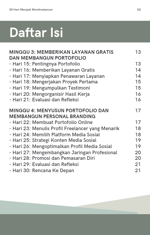 Image 1 for Berikut daftar isi ebook "30 Hari Menjadi Momfreelancer"