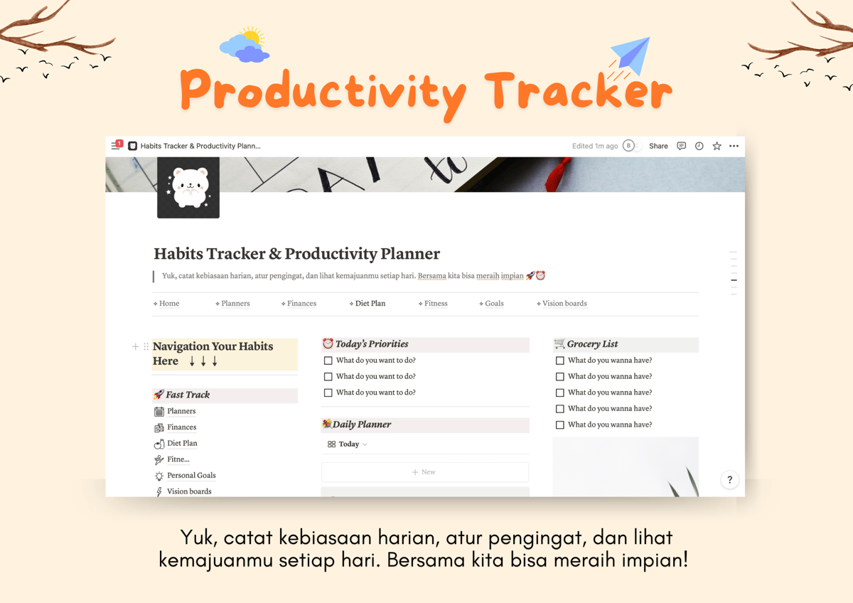 Image for Notion Habits Tracker & Productivity Planner #ProduktifDimanaMana