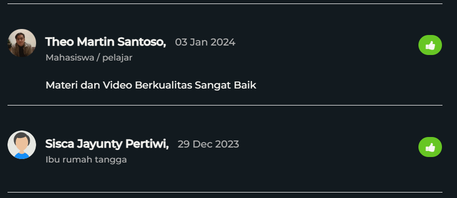 Image 2 for Testimoni dari peserta full course di platform lain