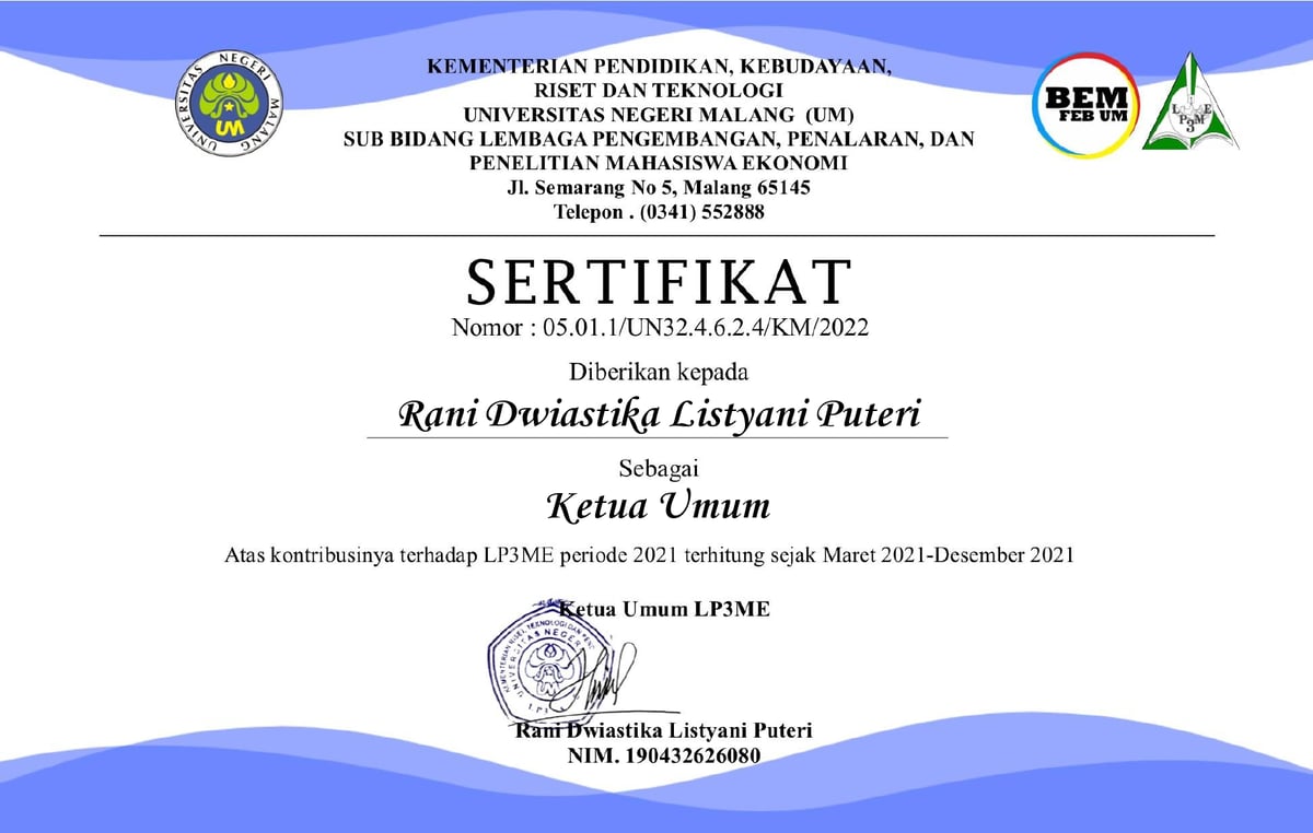 image for Ketua Umum LP3ME FEB UM 2021 button