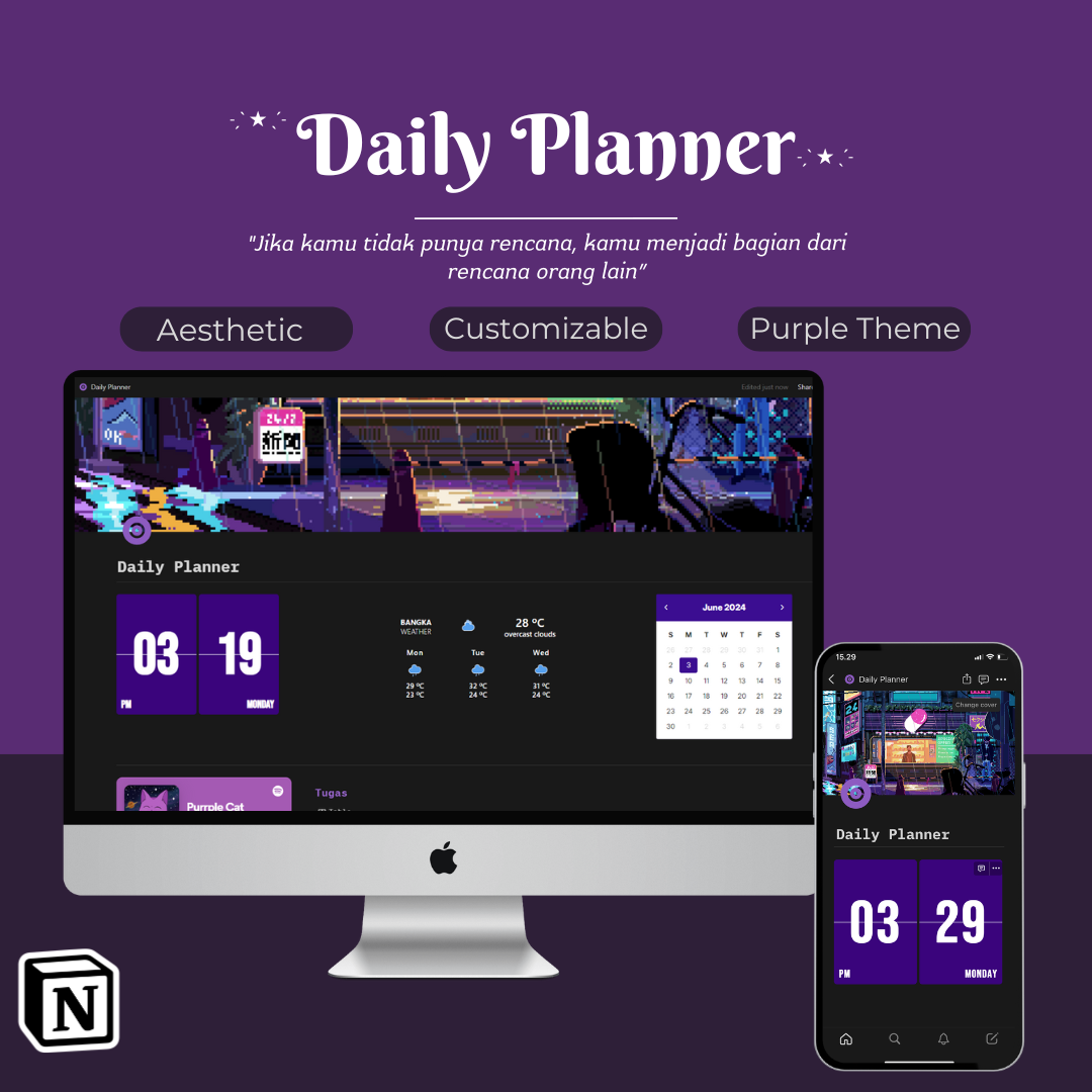 image for FREE Template | Daily Planner 2024 🟣 button
