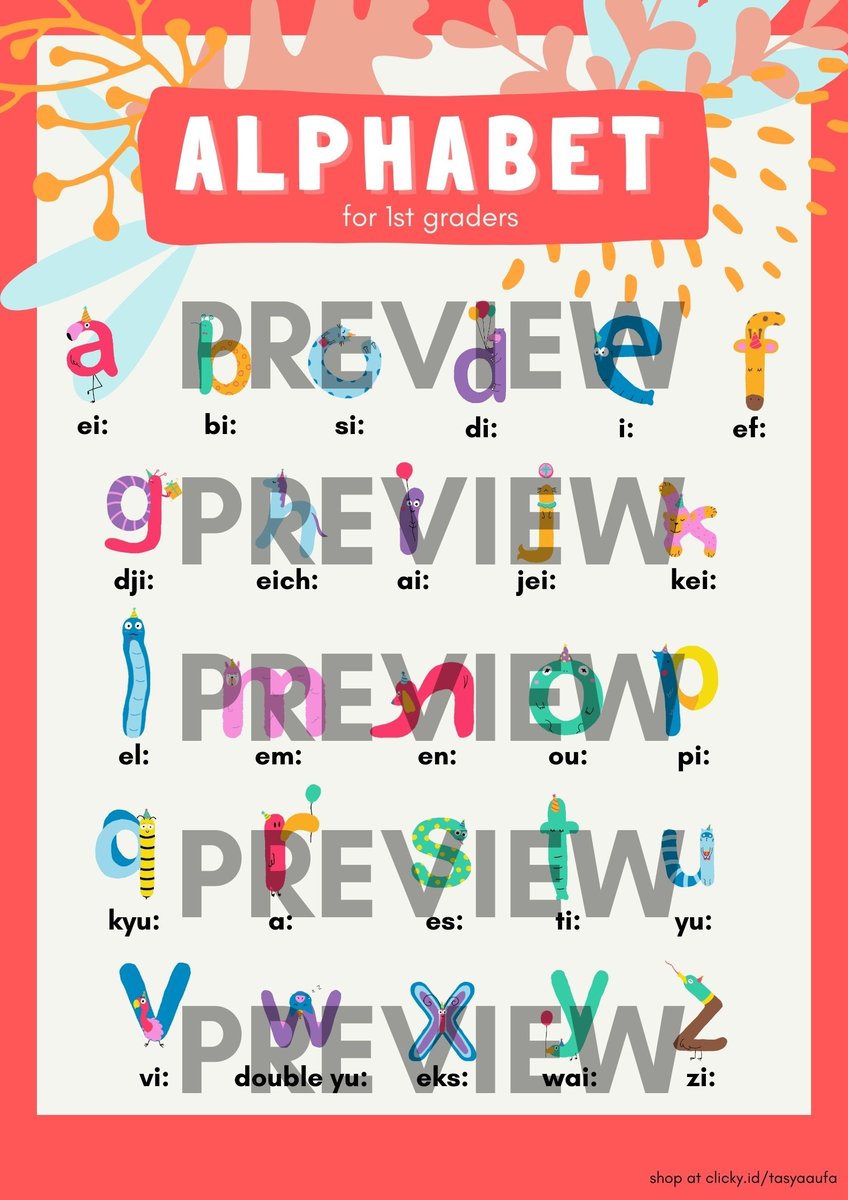 image for Printable A3 Poster Bahasa Inggris Kelas 1 Materi Alphabet button