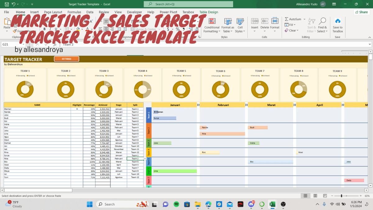 image for Marketing / Sales Target Tracker Excel Dashboard Template button