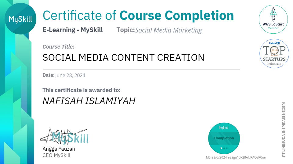 Image for Sertifikat  e-learning sosmed marketing