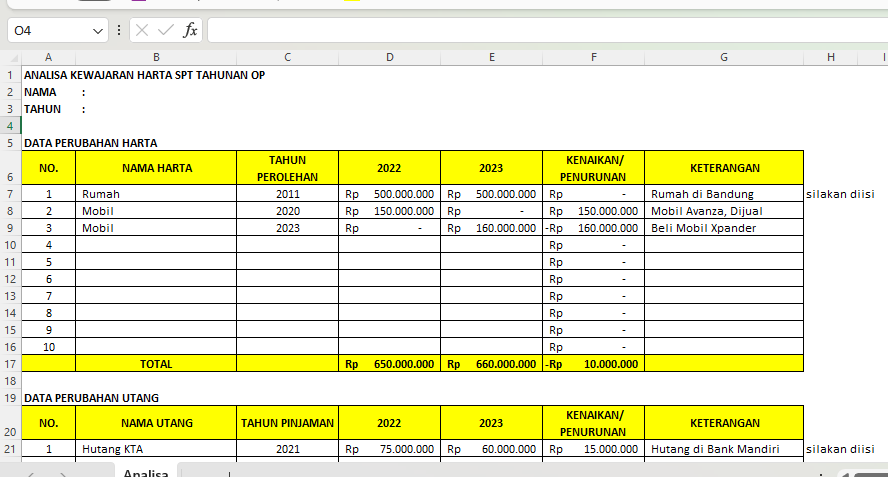 Preview Template Analisa