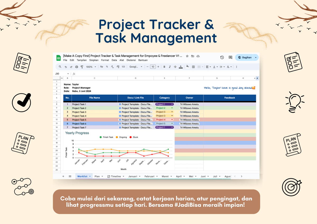 Image for Project Tracker & Office Management Template #CuanDariFreelance
