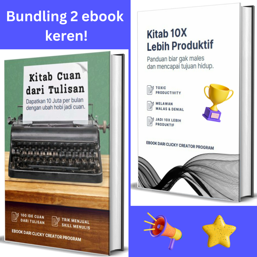 image for Bundling 2 ebooks! Kitab Cuan dari Tulisan & Kitab 10X Lebih Produktif button