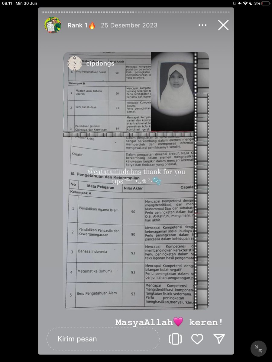 Image for FOTO KORBAN KECANDUAN BELAJAR PAKE "CATATAN INDAH" (GESER GAMBAR/CEK HIGHLIGHT IG CATATANINDAHNS BAGIAN "RANK 1"