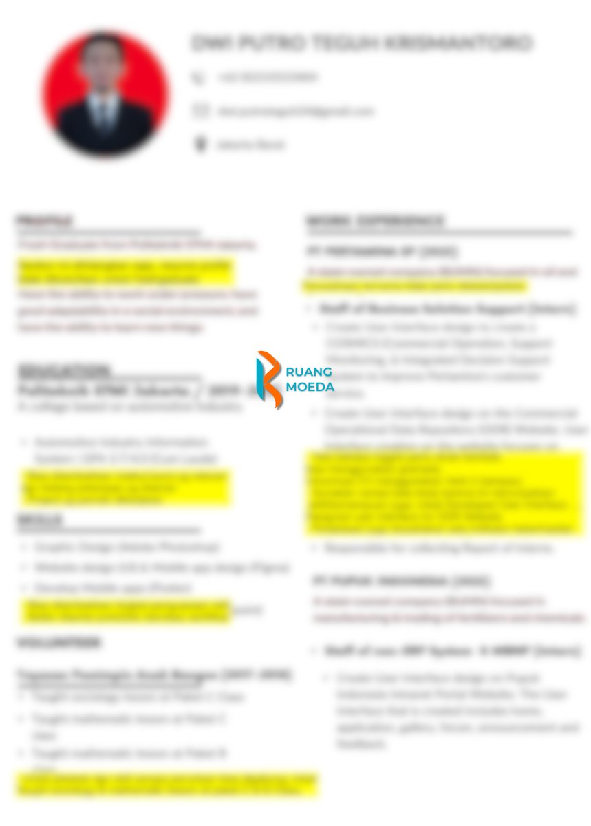 Image 0 for Contoh Hasil Review CV