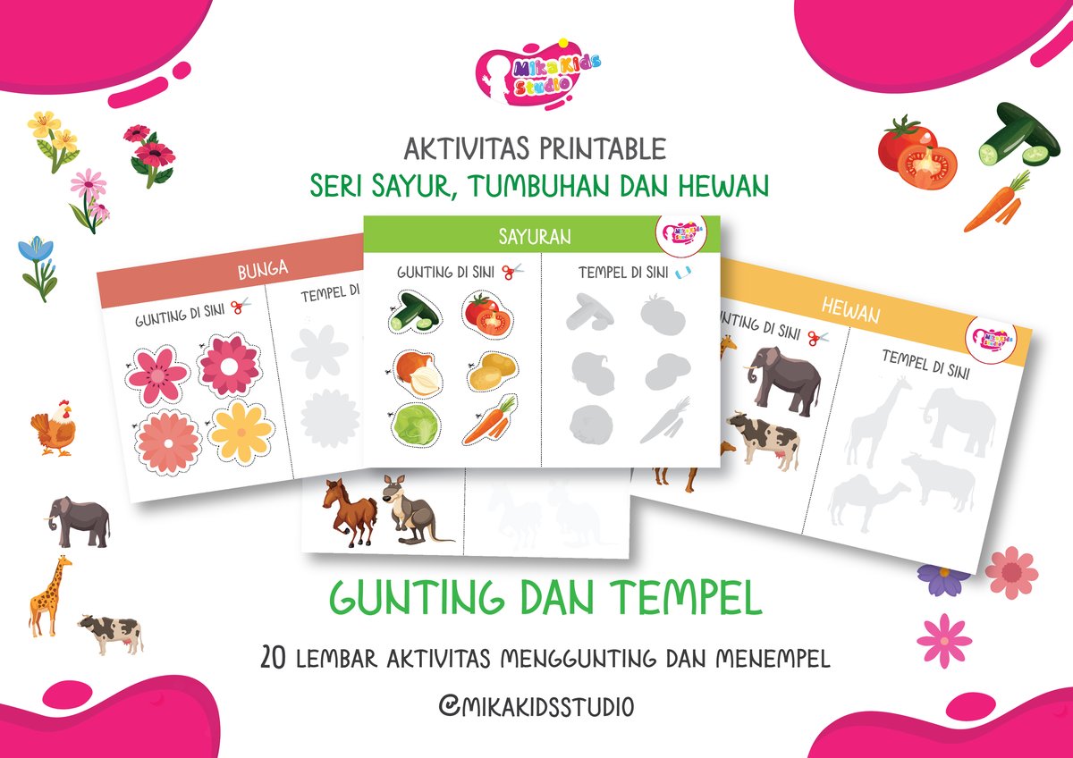 image for Potong dan tempel (Cut and Paste) Seri Sayur Tumbuhan dan Hewan button