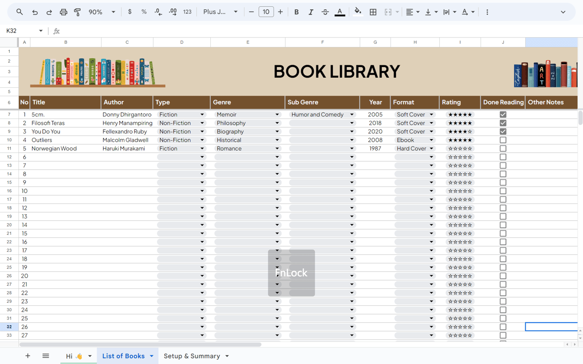 Image 0 for Tampilan Template di Google Sheets